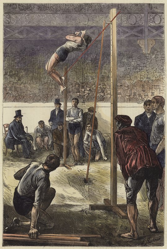 Pole Leaping at the Agricultural Hall by English School