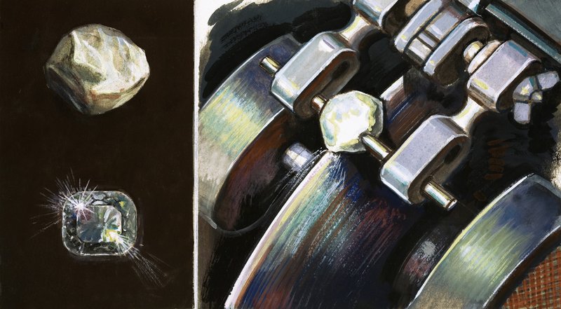 Polishing gemstones by English School