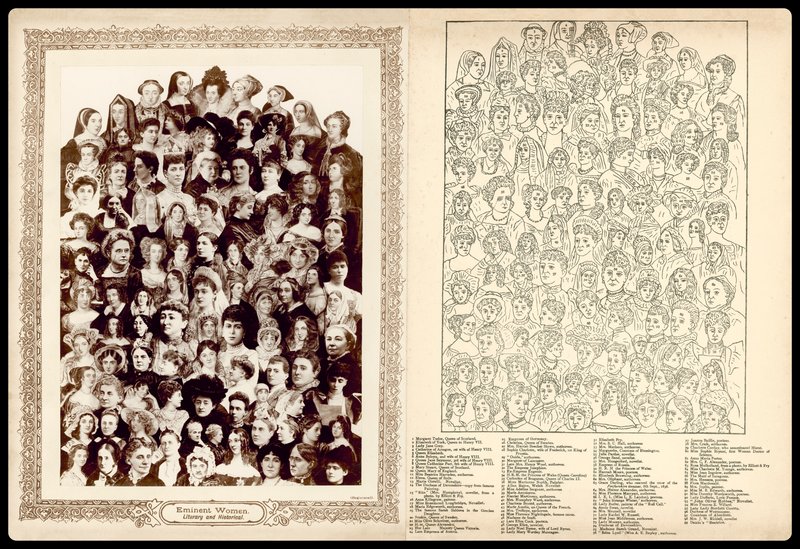Portrait Montage, c. 1910: Eminent Women, Literary and Historical by English School