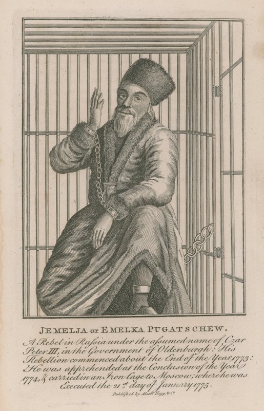 Portrait of Jemelja or Emelka Pugatschew by English School