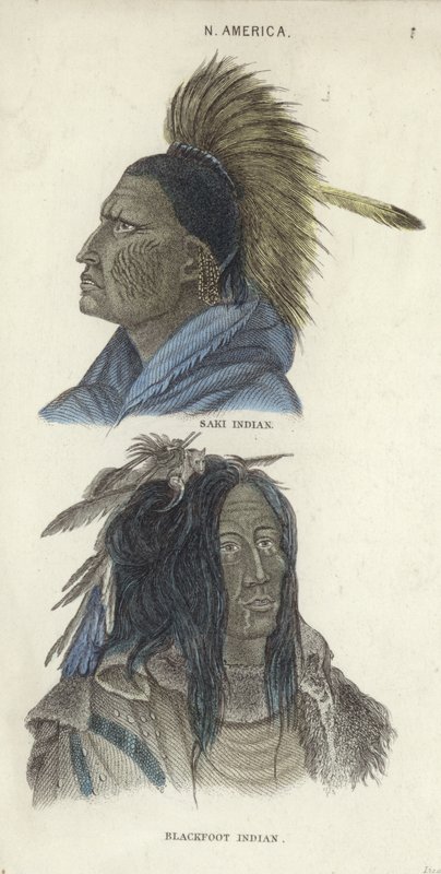 Portraits of a Saki Indian and a Blackfoot Indian by English School