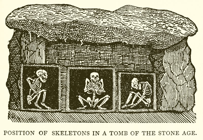 Position of Skeletons in a Tomb of the Stone Age by English School