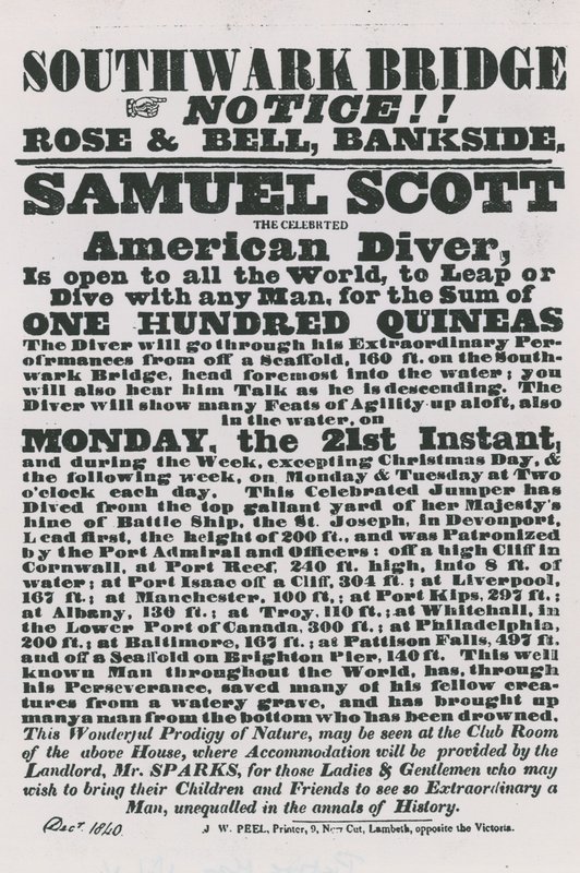 Poster Advertising a Dive from Southwark Bridge by English School