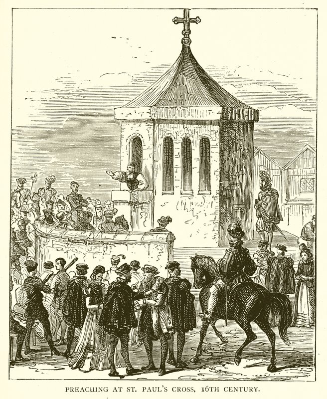 Preaching at St. Pauls Cross, 16th Century by English School