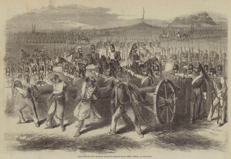 Preparations for Blowing Mutinous Sepoys from Field Pieces, at Peshawur by English School