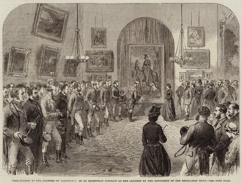 Presentation to the Countess of Yarborough of an Equestrian Portrait of Her Ladyship by the Gentlemen of the Brocklesby Hunt by English School