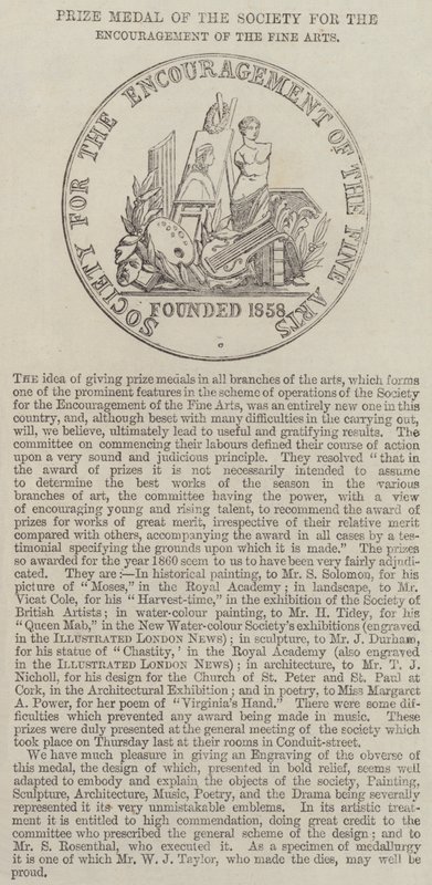 Prize Medal of the Society for the Encouragement of the Fine Arts by English School