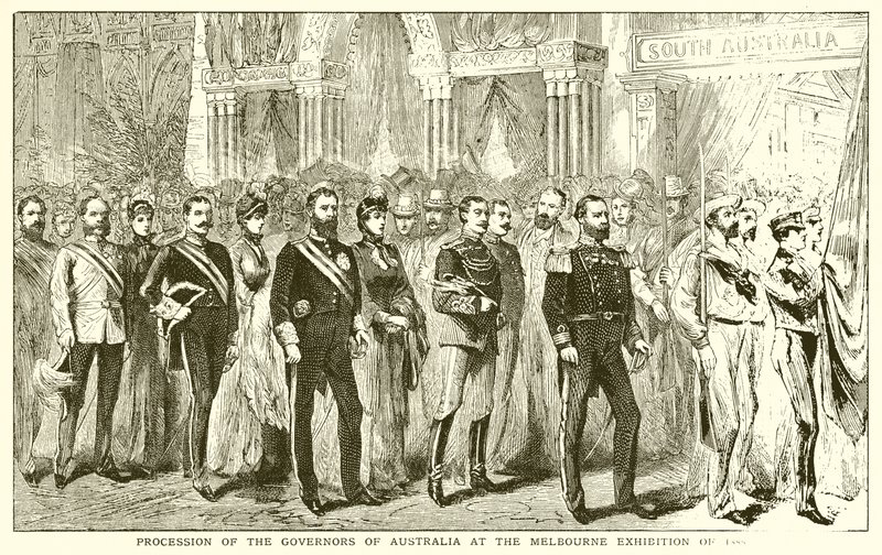 Procession of the Governors of Australia at the Melbourne Exhibition of 1888 by English School