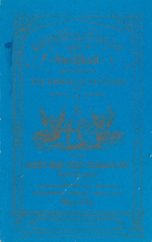 Programme for Dinner at the Guildhall, London, on 8 December 1852 by English School