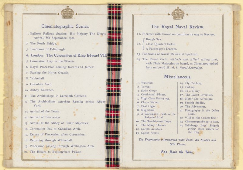 Programme of Cinematograph Entertainment in the Presence of the King and Queen by English School