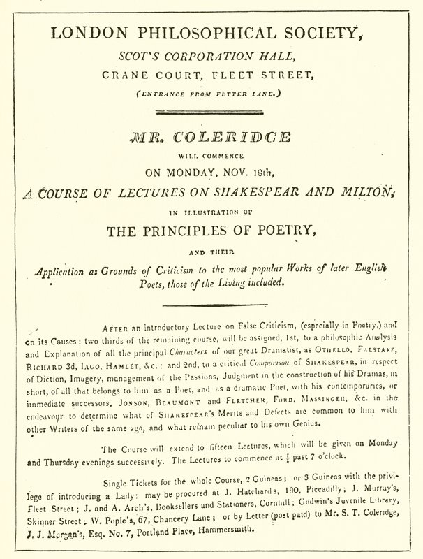 Programme of Coleridge