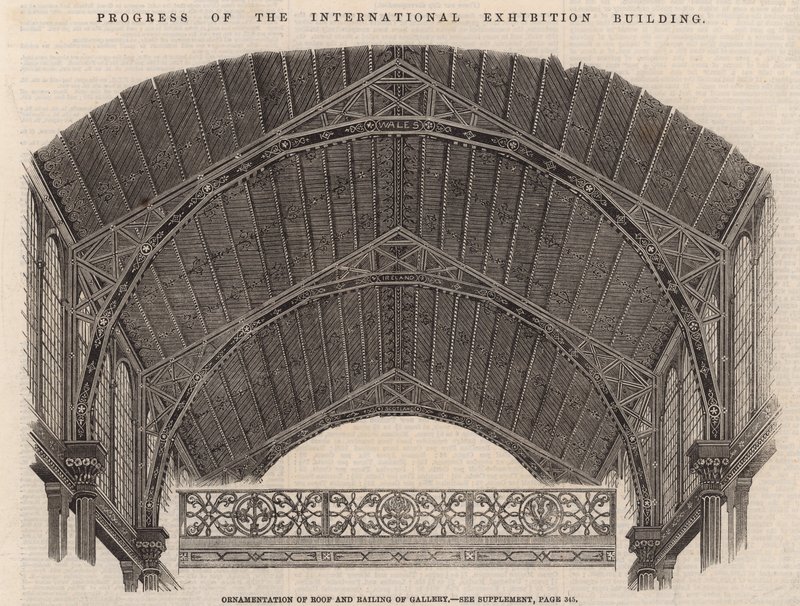 Ornamentation of roof and railing of gallery by English School