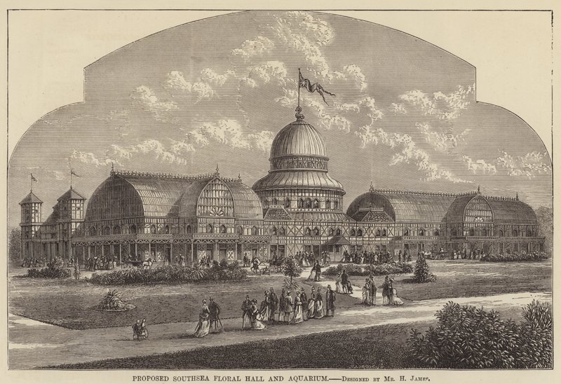 Proposed Southsea Floral Hall and Aquarium (engraving) by English School