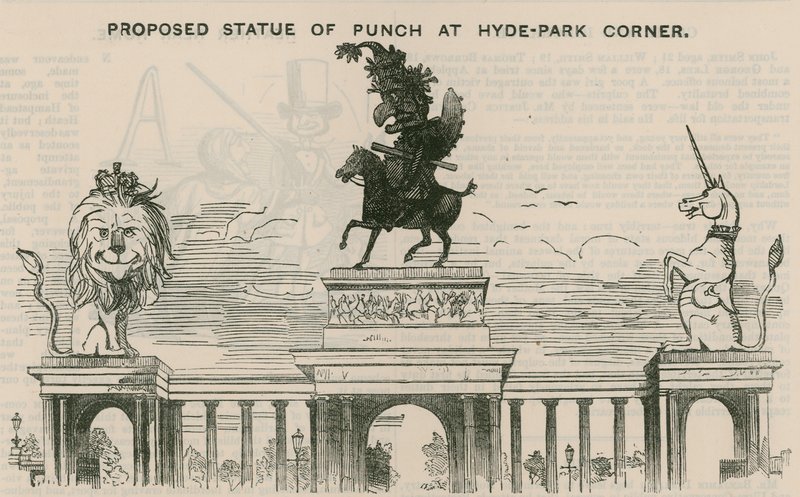 Proposed statue of Punch at Hyde Park Corner by English School