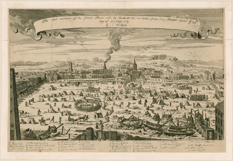 Prospect of the Frozen Thames, as Taken from the Temple Stairs on 20 January 1715-16 by English School