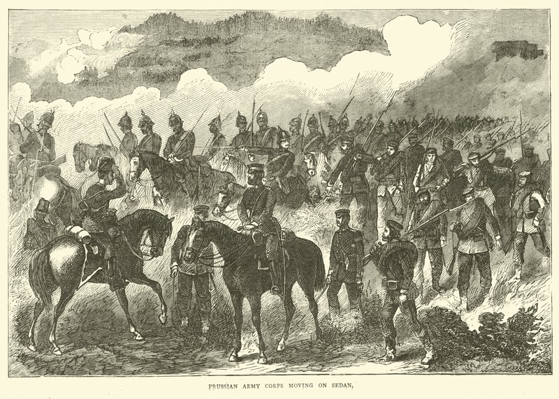 Prussian Army Corps moving on Sedan, September 1870 by English School