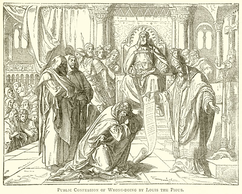 Public Confession of Wrong-Doing by Louis the Pious by English School