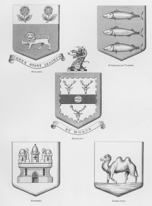 Public Arms: Athlone; Kingston-on-Thames; Keighley; Athenry; Camelford (engraving) by English School