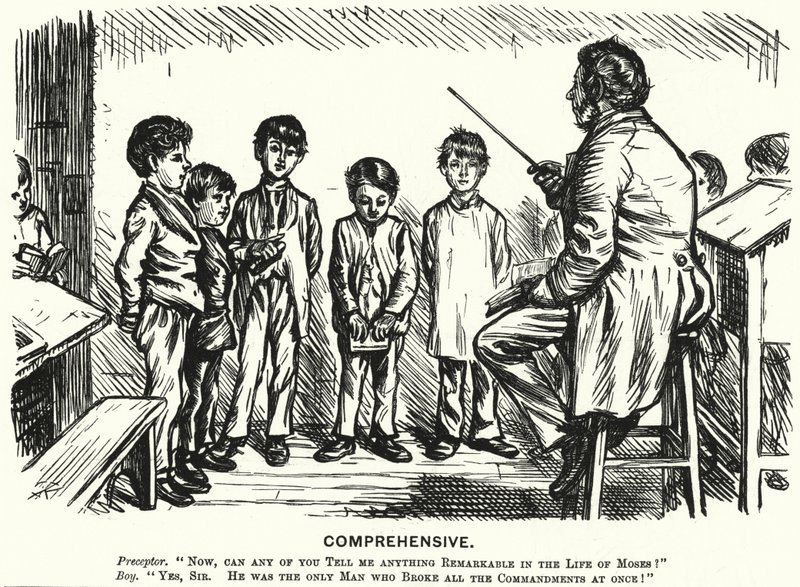 Punch cartoon: Comprehensive - religious education lesson by English School