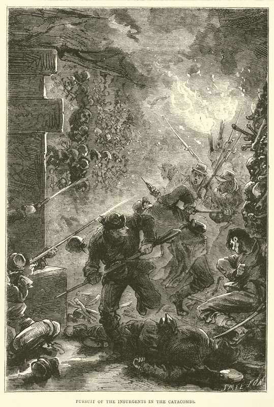 Pursuit of the Insurgents in the Catacombs, May 1871 by English School