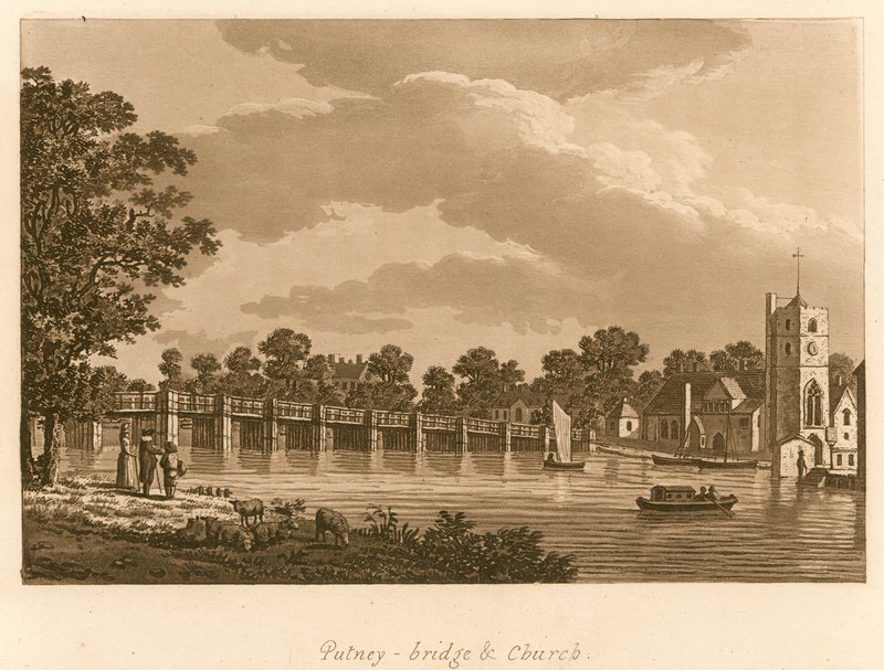 Putney Bridge and Church, London by English School
