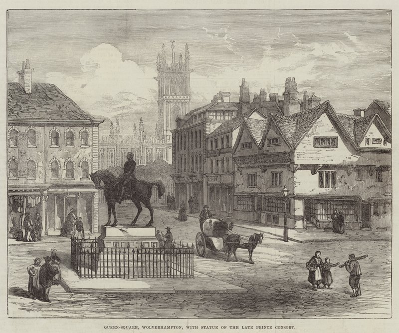 Queen-Square, Wolverhampton, with Statue of the late Prince Consort by English School
