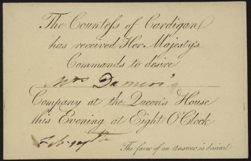 Queen Charlotte Invites Mrs. Damer to the Queen