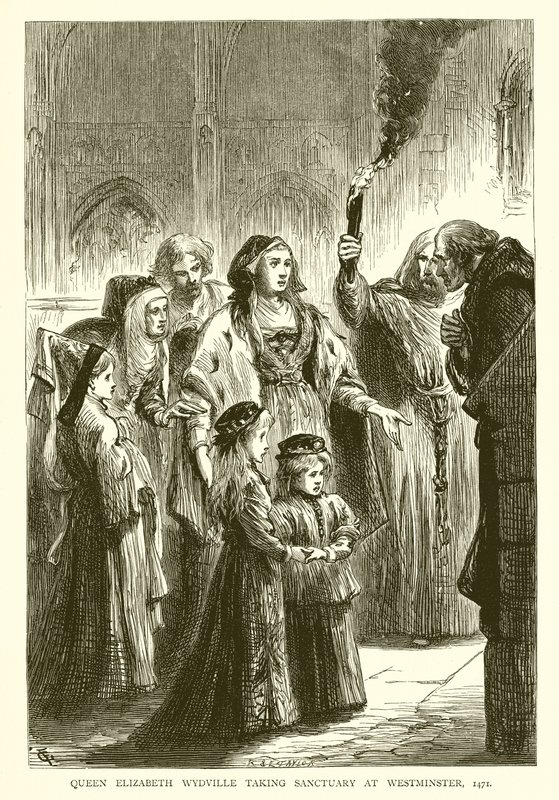 Queen Elizabeth Wydville taking Sanctuary at Westminster, 1471 by English School