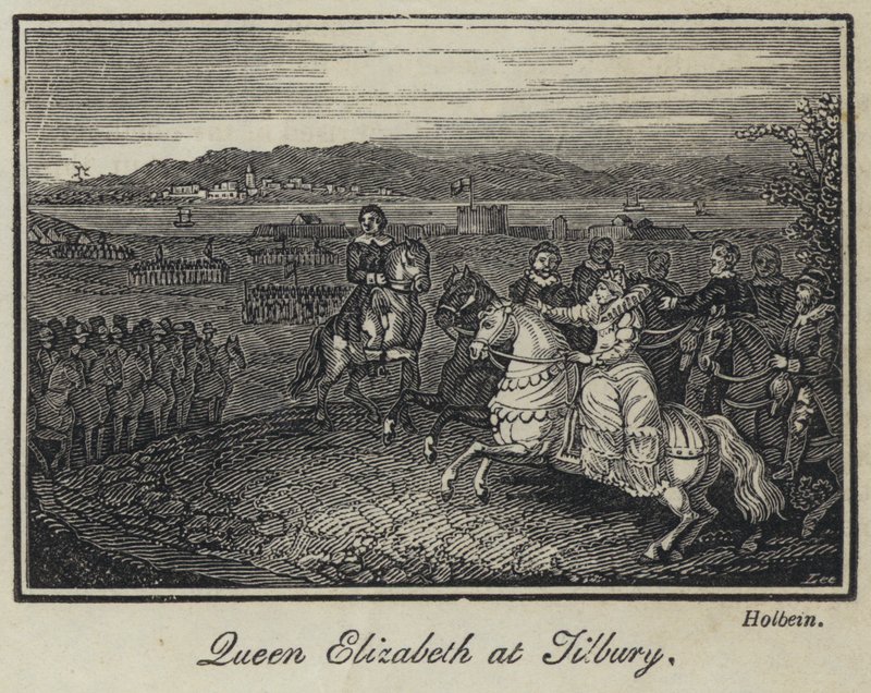 Queen Elizabeth at Tilbury by English School