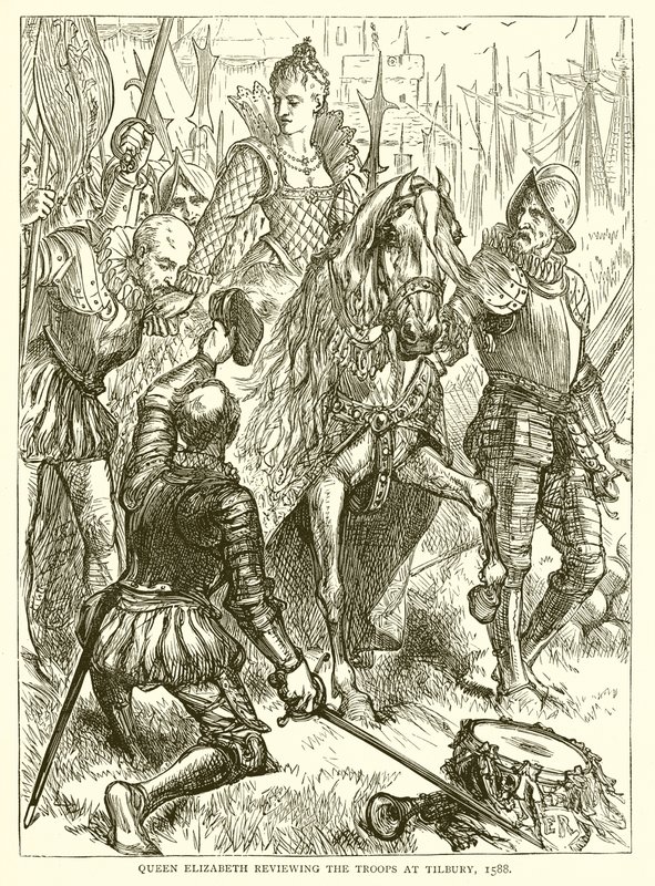 Queen Elizabeth reviewing the Troops at Tilbury, 1588 by English School