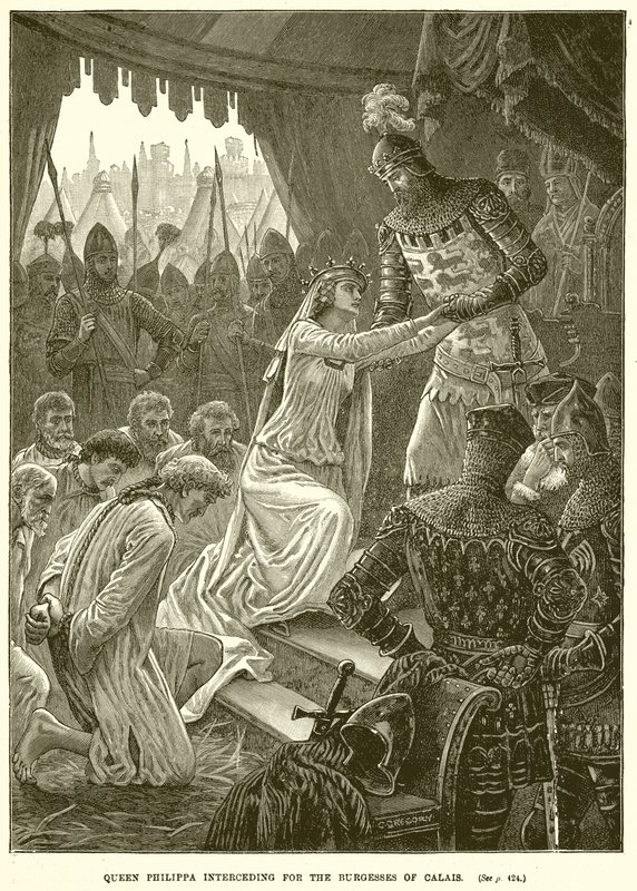 Queen Philippa interceding for the Burgesses of Calais by English School