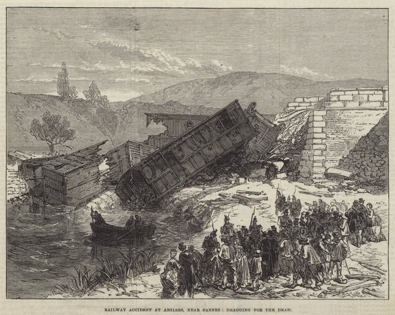 Railway Accident at Antibes, near Cannes, dragging for the Dead by English School