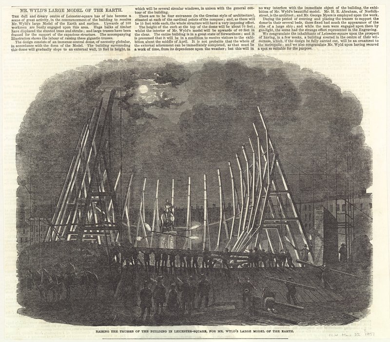 Raising the Trusses of the Building in Leicester Square for Mr. Wyld