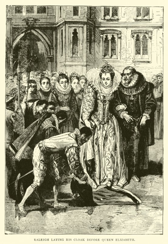 Raleigh Laying His Cloak Before Queen Elizabeth by English School