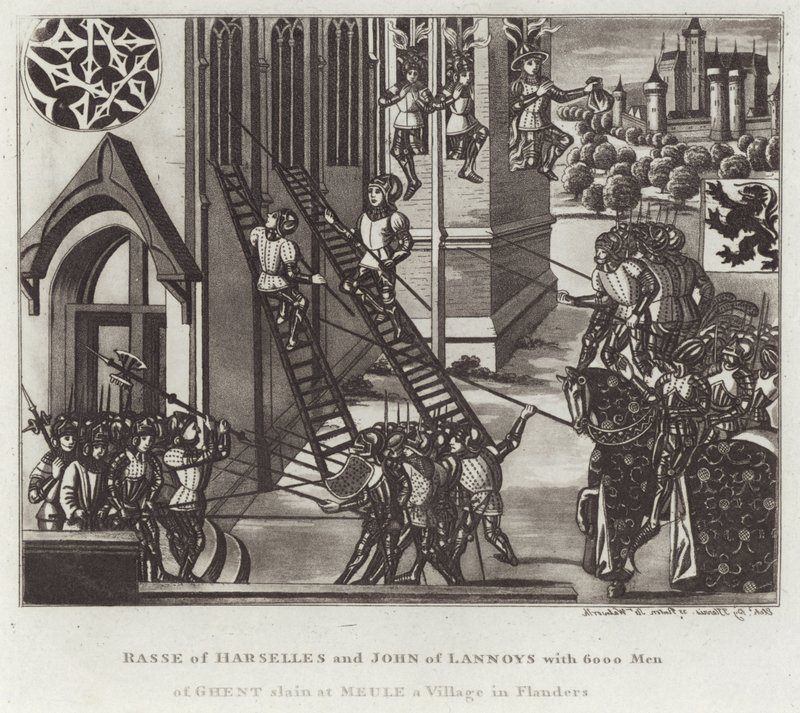 Rasse of Harselles and John of Lannoys with 6000 Men of Ghent slain at Meule a Village in Flanders by English School