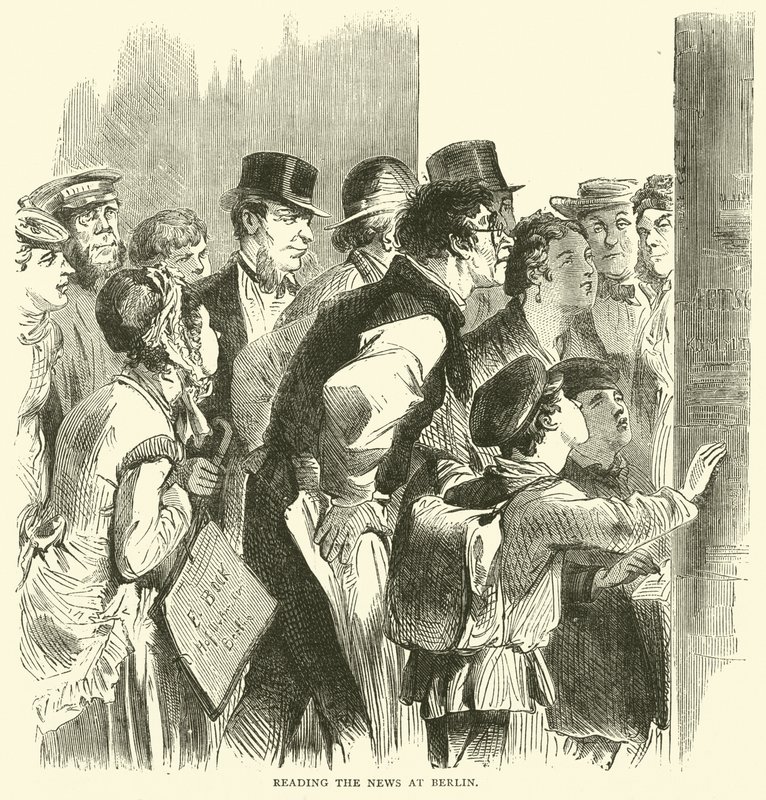 Reading the News at Berlin, November 1870 by English School