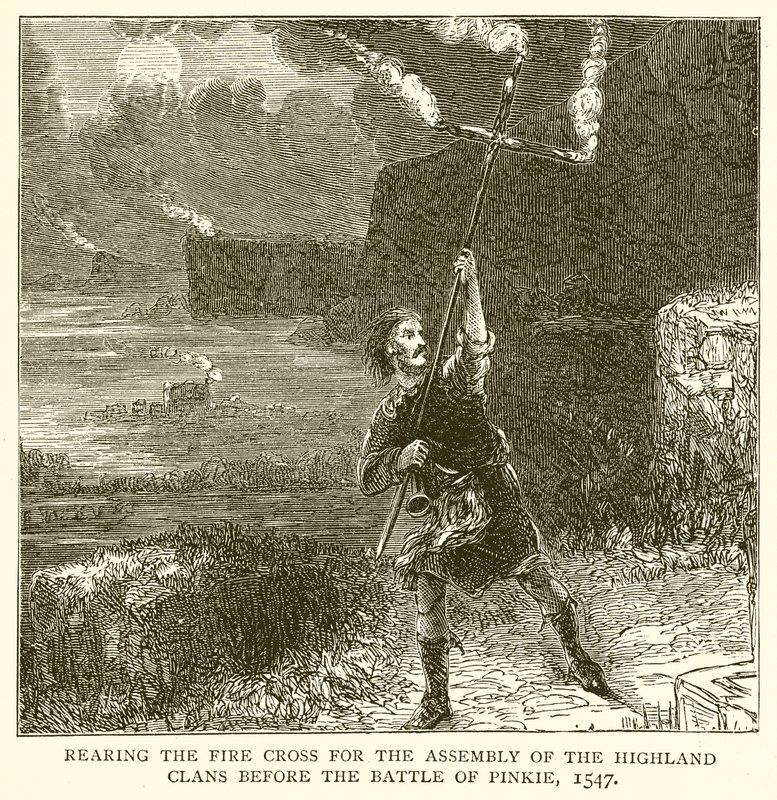 Rearing the Fire Cross for the Assembly of the Highland Clans before the Battle of Pinkie, 1547 by English School
