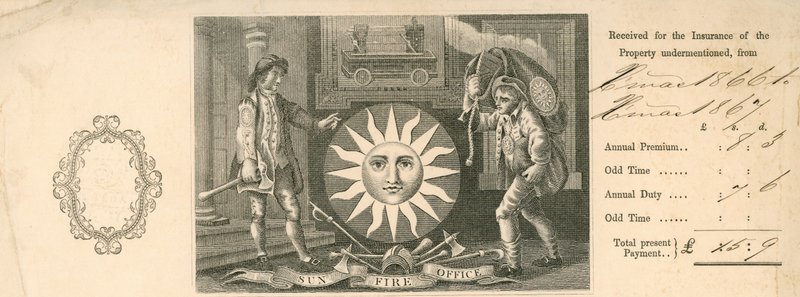 Receipt for payment of insurance from Sun Fire Office, London by English School
