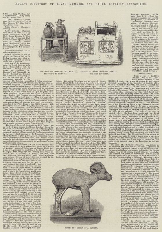 Recent Discovery of Royal Mummies and Other Egyptian Antiquities by English School