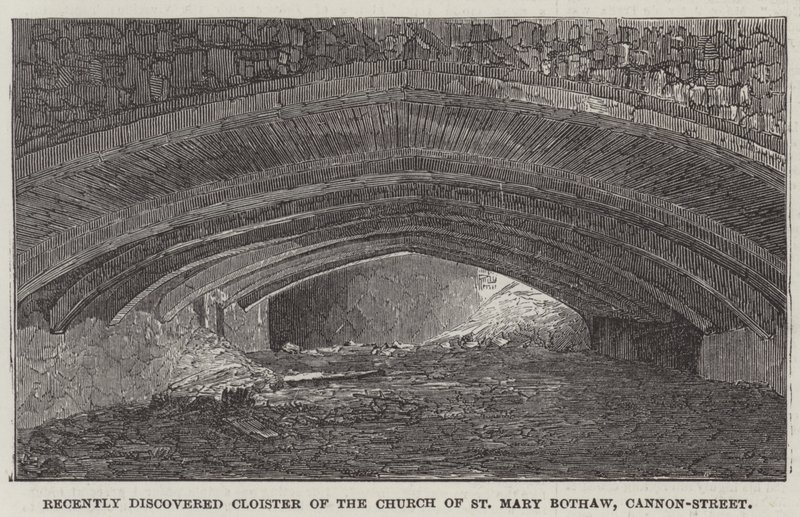 Recently discovered Cloister of the Church of St Mary Bothaw, Cannon-Street by English School