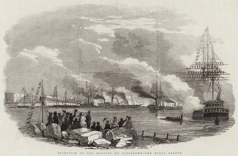 Reception of Her Majesty at Kingstown, the Royal Salute by English School