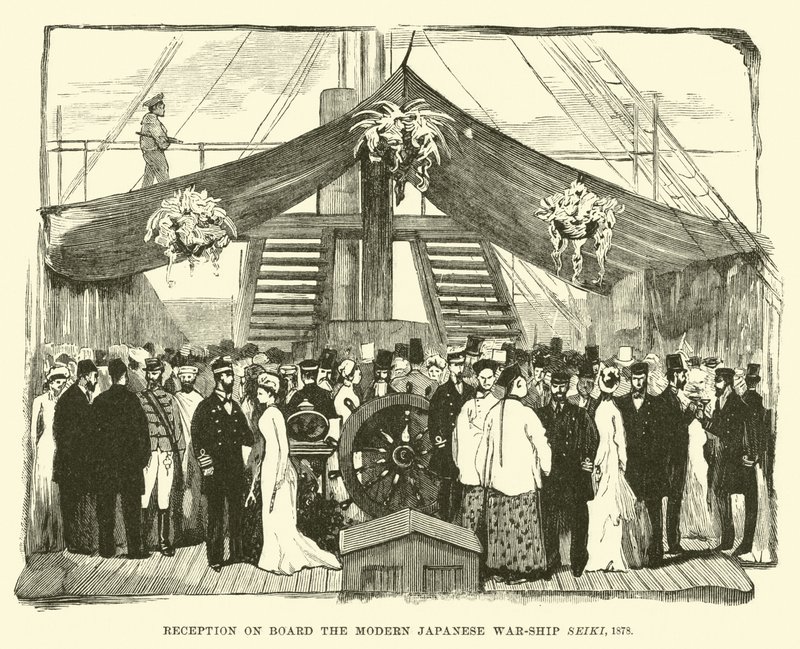 Reception on Board the Modern Japanese War-ship Seiki, 1878 by English School