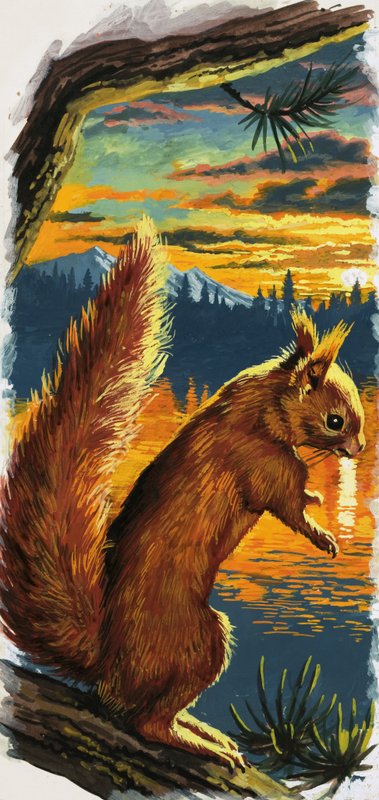 Red Squirrel by Lake by English School