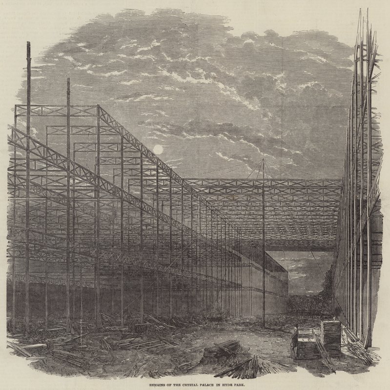 Remains of the Crystal Palace in Hyde Park by English School