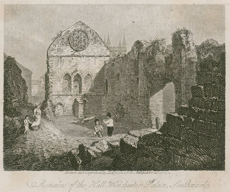 Remains of the Hall, Winchester Palace, Southwark by English School