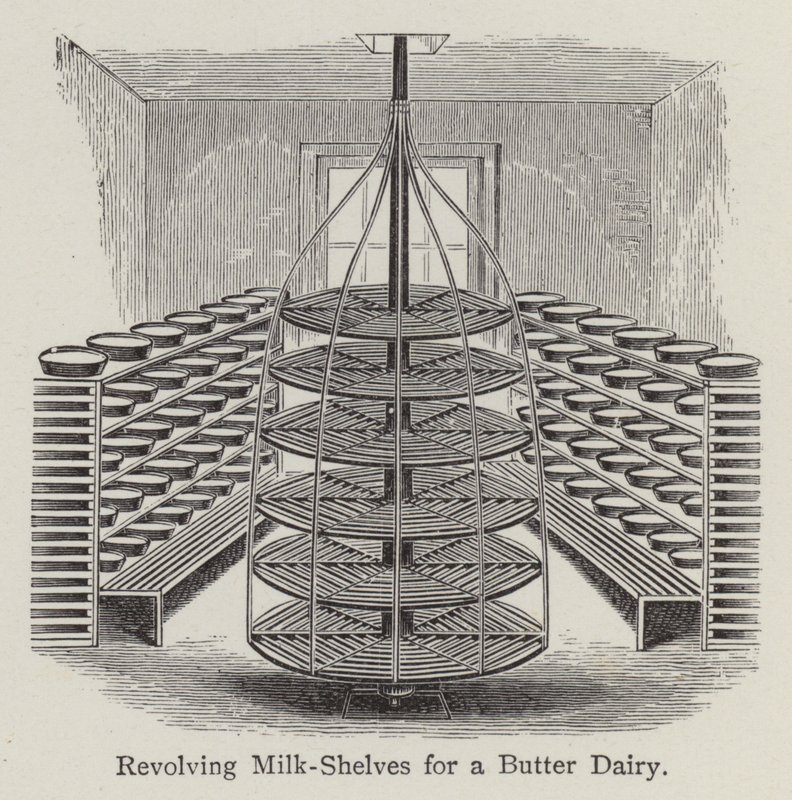 Revolving Milk-Shelves for a Butter Dairy by English School