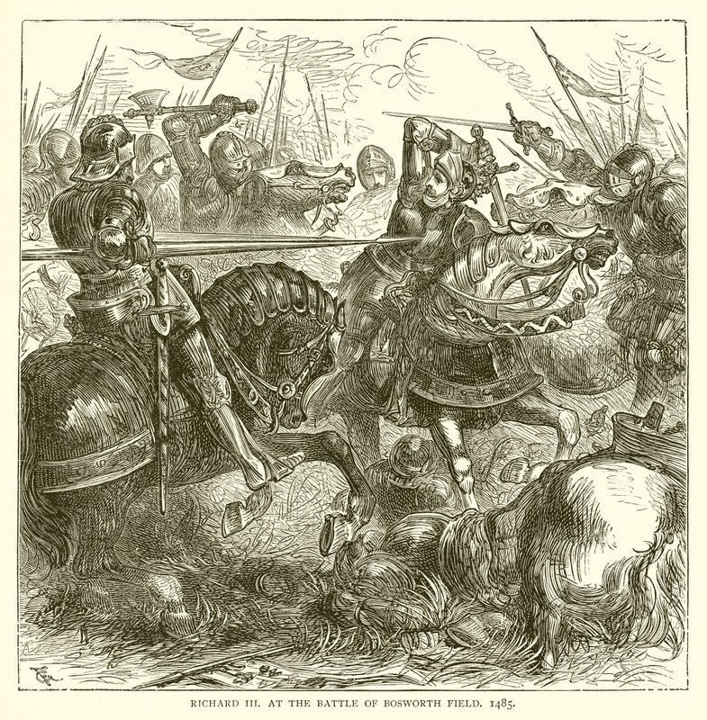Richard III at the Battle of Bosworth Field, 1485 by English School