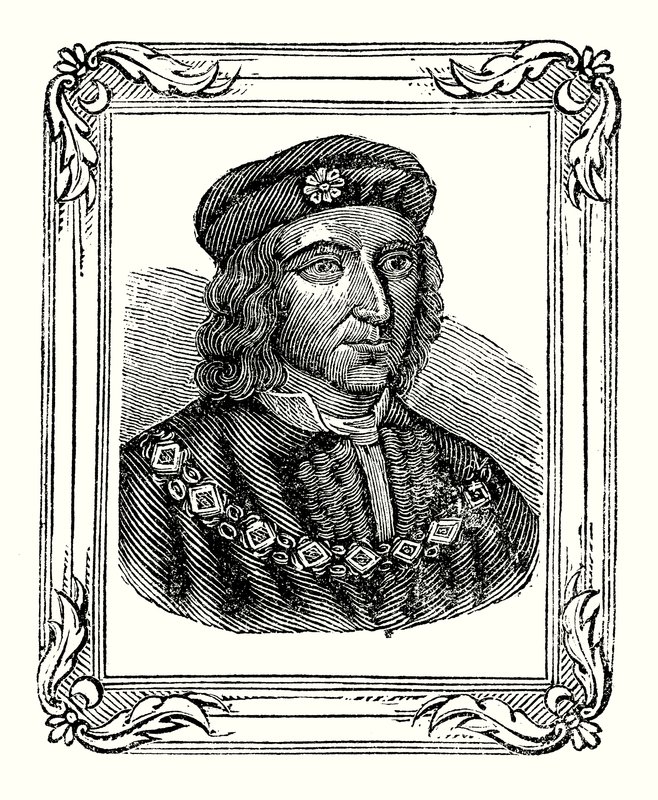 Richard III was born in 1450, crowned in 1483, slain in 1485 by English School