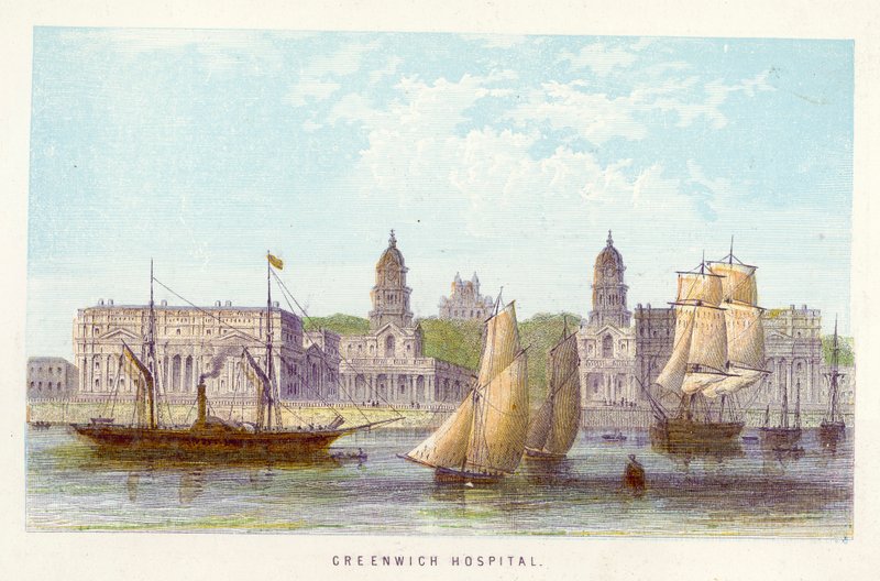 River Thames: Greenwich Hospital by English School