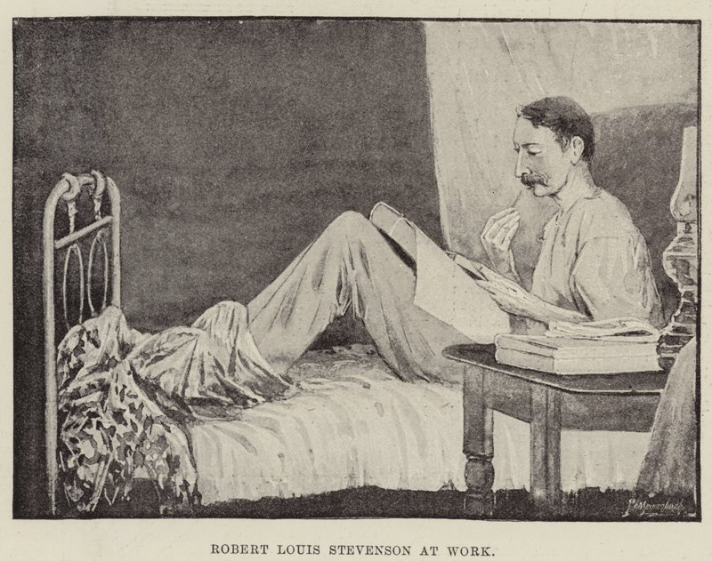 Robert Louis Stevenson at Work by English School